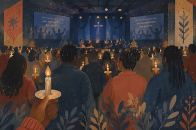 Midnight Candlelight New Year Church Gathering