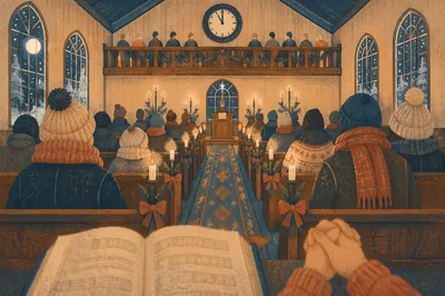 Midnight Watchnight Service in Wooden Chapel
