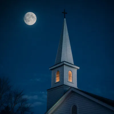 New Year Midnight Church Steeple