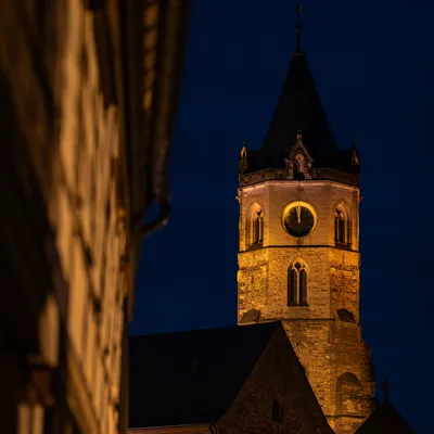 Midnight Church Clock Tower on New Year