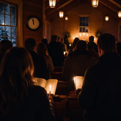 Midnight Watchnight Service in Wooden Chapel