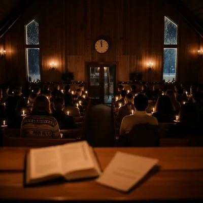Midnight Watchnight Service in Wooden Chapel