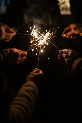 New Year Watchnight Sparklers After Church