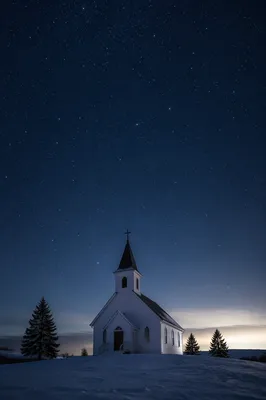 Midnight Watchnight Service at Snowy Rural Church