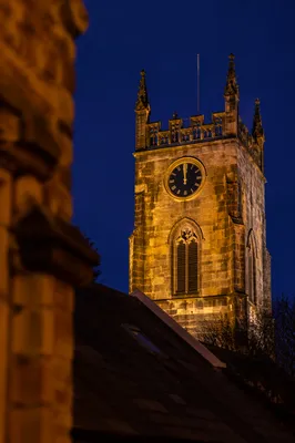 Midnight Church Clock Tower on New Year