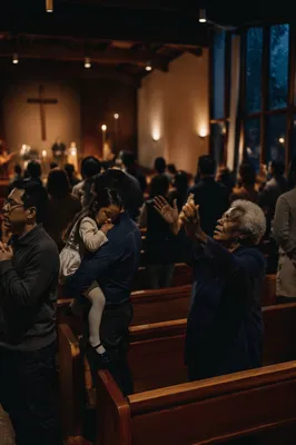 Midnight Church Service in Warm Candlelight