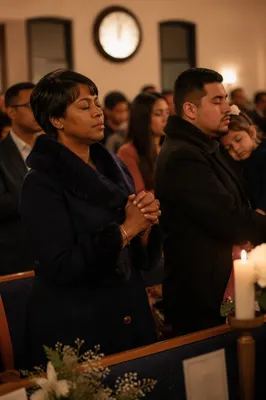 Midnight Church Service in Warm Candlelight