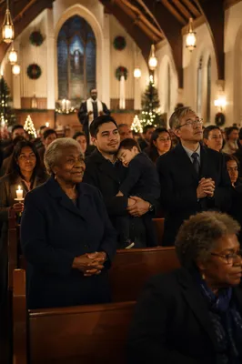 Congregation Gathered in Warm Church Sanctuary