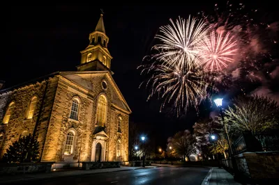 Midnight Watchnight Service Fireworks Over Stone Church