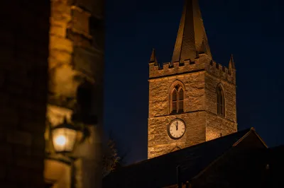 Midnight Church Clock Tower New Year