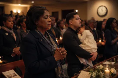 Midnight Church Service in Warm Candlelight