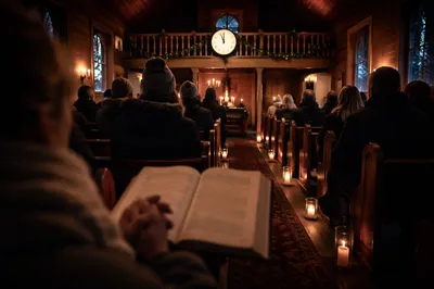 Midnight Watchnight Service in Wooden Chapel