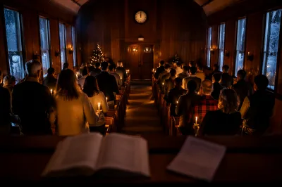 Midnight Watchnight Service in Wooden Chapel
