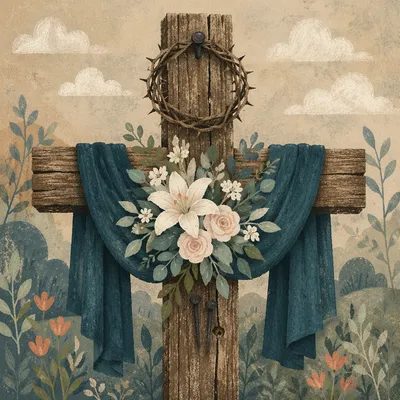 Crown of Thorns on Rustic Cross