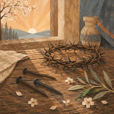 Easter Crown of Thorns on Weathered Wood