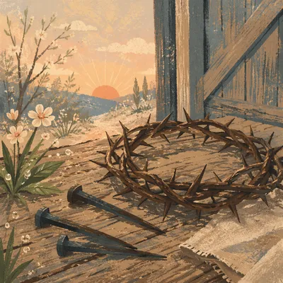 Crown of Thorns with Nails at Dawn