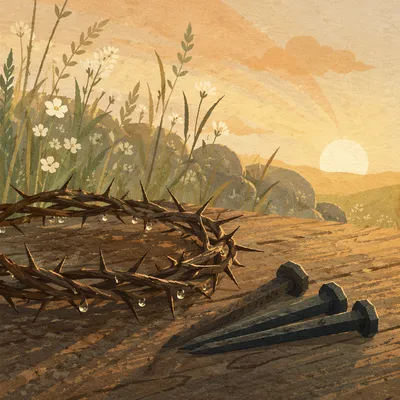 Crown of Thorns and Nails at Easter Dawn