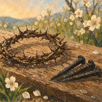 Crown of Thorns and Nails at Sunrise