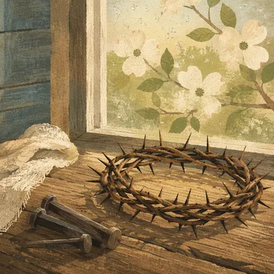 Crown of Thorns and Nails by Spring Window