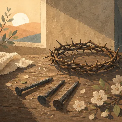 Easter Crown of Thorns on Rustic Wood