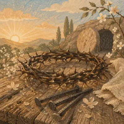 Easter Crown of Thorns on Weathered Wood