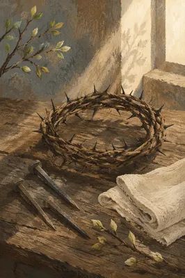 Crown of Thorns on Spring Wood