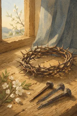 Crown of Thorns and Nails by Window