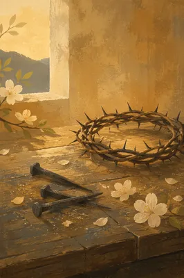 Easter Crown of Thorns on Wood