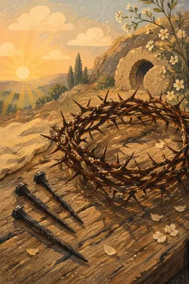 Crown of Thorns and Nails at Easter Dawn
