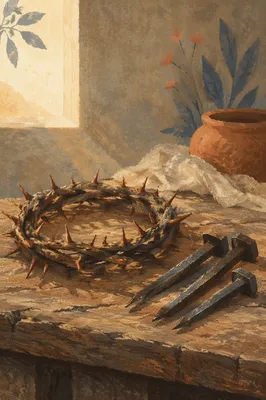 Lenten Crown of Thorns on Aged Wood