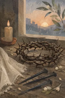 Lenten Crown of Thorns with Iron Nails
