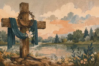 Crown of Thorns on Rustic Cross
