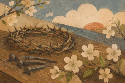Crown of Thorns with Easter Blossoms
