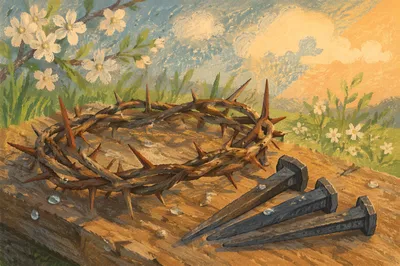 Crown of Thorns and Nails at Easter Dawn
