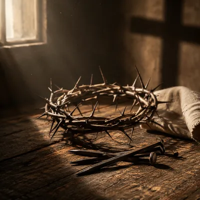 Lenten Crown of Thorns on Weathered Wood
