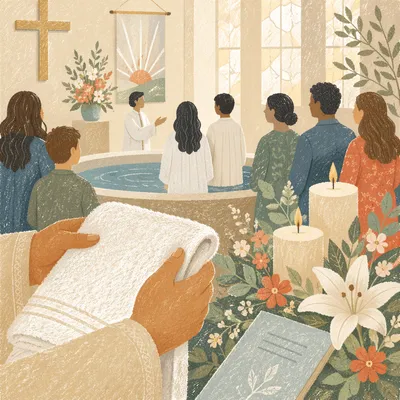 Easter Baptism Celebration in Morning Light
