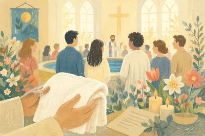 Easter Baptism Celebration in Morning Light