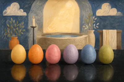Easter Baptism Eggs in Church Setting