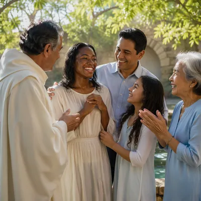 Outdoor Easter Baptism Celebration in Spring Garden