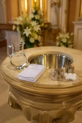 Easter Baptism Preparation at Church Font