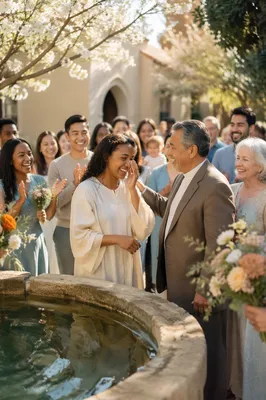 Outdoor Baptism Celebration in Spring Garden