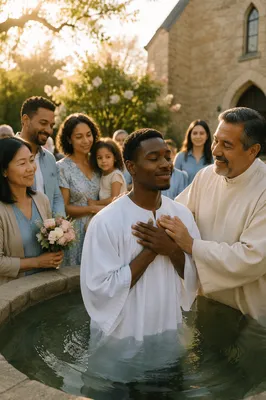 Outdoor Church Baptism in Spring Garden