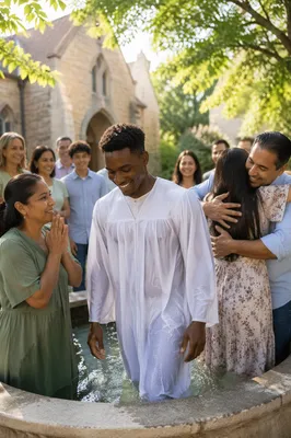 Outdoor Church Baptism in Spring Garden
