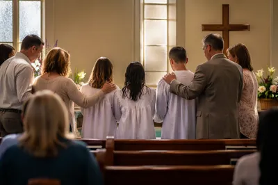 Easter Baptism Celebration in Church Sanctuary
