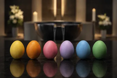 Easter Baptism Eggs on Black Table