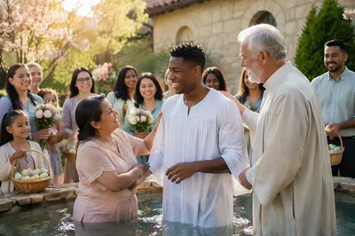 Outdoor Baptism Celebration in Spring Garden