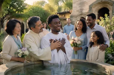 Outdoor Church Baptism in Spring Garden
