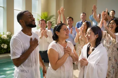 Easter Baptism Celebration in Modern Sanctuary