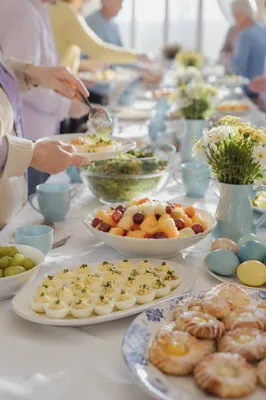 Easter Brunch Fellowship Table in Church Hall