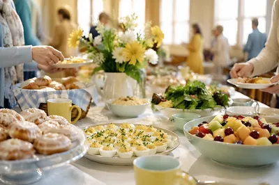 Easter Brunch Fellowship Table in Church Hall